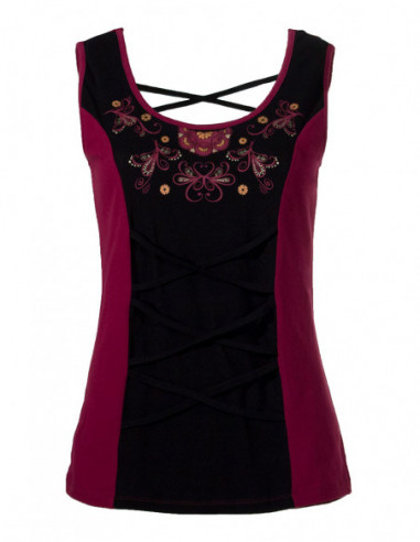 Débardeur très original pour femme avec lacet et motif elfique rouge rouille