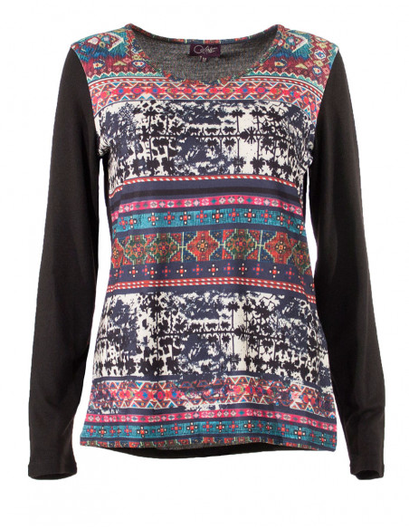 Black long sleeve ethnic t-shirt