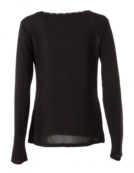 Ethnic long sleeve t-shirt black and whi