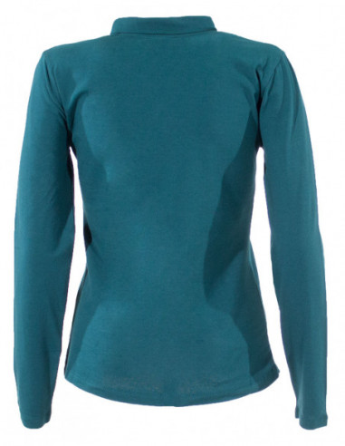 Tee-shirt classique manches longues col roulé motif fleur ton sur ton émeraude dos