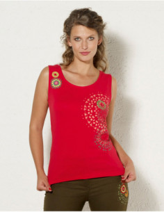Baba cool tank top in plain cotton with rosette pattern