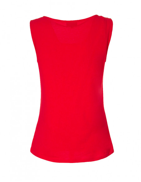 Dos uni rouge top original en coton à motif rosaces baba cool