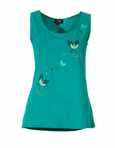Women's cotton tank top with pretty butterflies 2