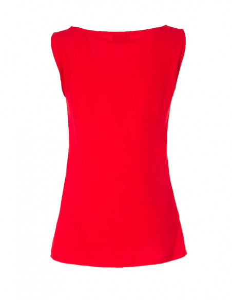 Dos uni rouge de débardeur femme en coton avec jolis papillons