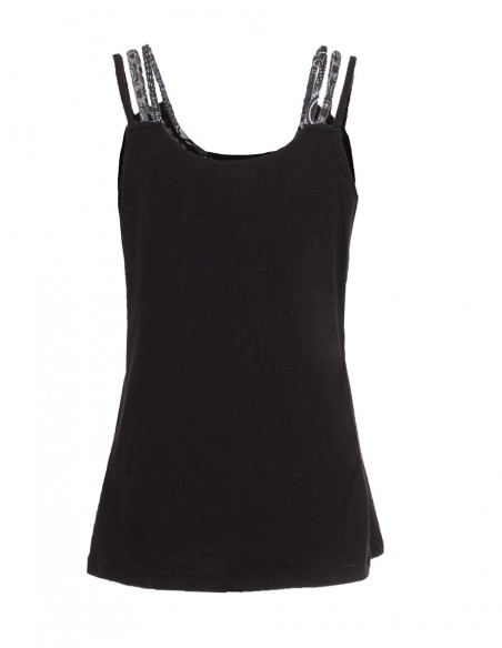 Basic tank top for women with double straps black