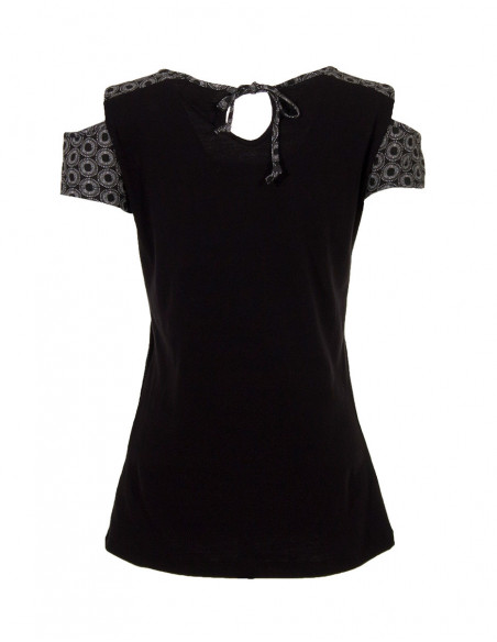 Tee shirt été patchwork noir original manches courtes