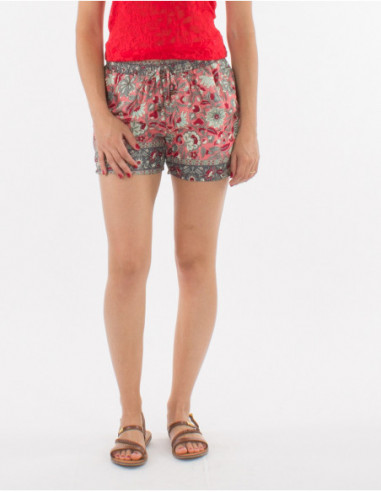 petit short à l'imprimé fleuri et coloré tendance saumon