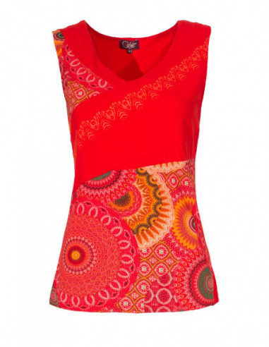 Original baba cool cotton tank top with big red rosettes