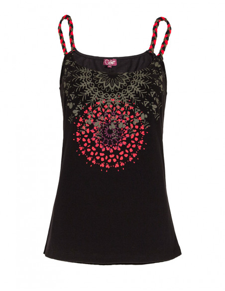 Original black baba cool mandala tank top with thin straps