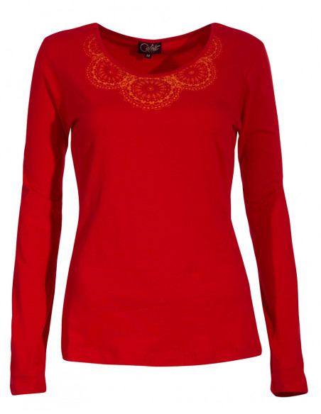 Tee shirt hiver femme rouge manches longues coloré