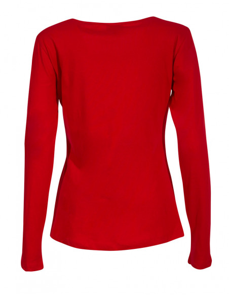Tee shirt rouge basique hiver femme coloré