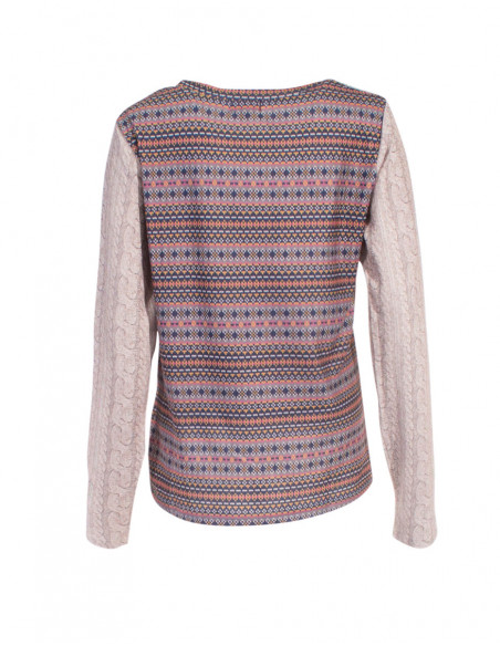 T-shirt original en tricot trompe l'œil manches longues dos