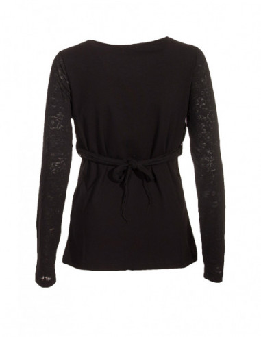 Tee-shirt chic et original cache-cœur à manches longues noir dos