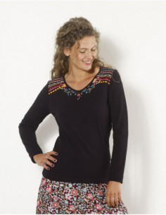 Tee-shirt coton imprimé coloré  manches longues