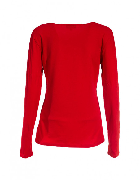 Tee-shirt coton imprimé coloré  manches longues rouge dos