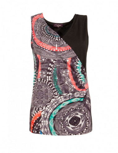 Plain pink tank top with African baba cool print