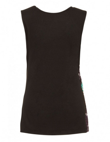 Basic plain black back tank top with ethnic print boho