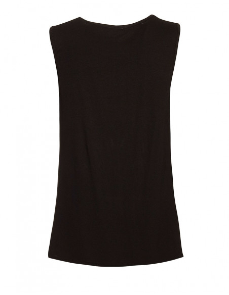 Plain black tank top with original pattern on the front hippie chic style