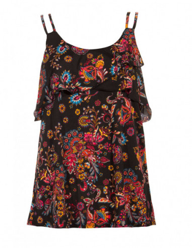 Small tank top with black straps printed boho chic cashmere