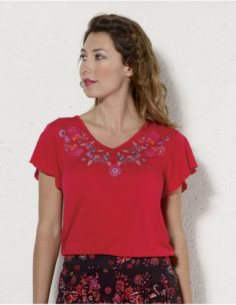 Tee-shirt classique léger manche courte motif coloré