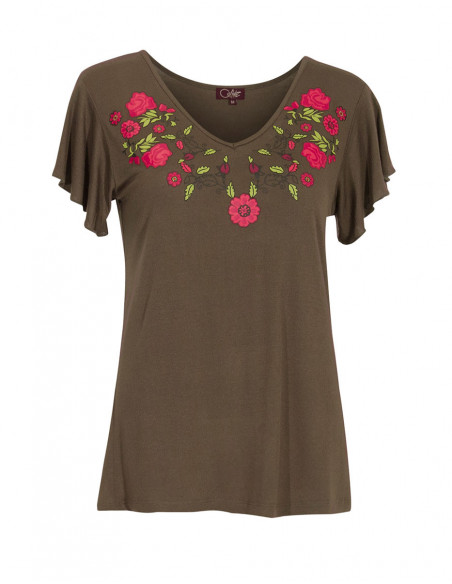 Floral collar t-shirt