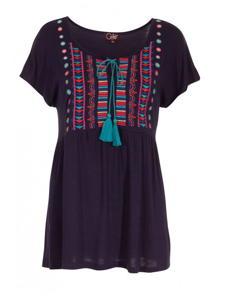 Bohemian chic short-sleeved blouse