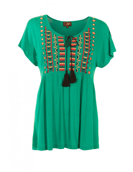 Bohemian chic short-sleeved blouse