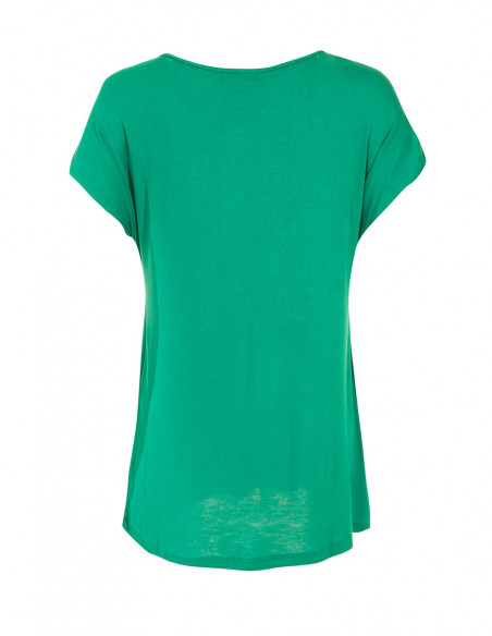 Tee shirt vert menthe manches courtes imprimé ethnique