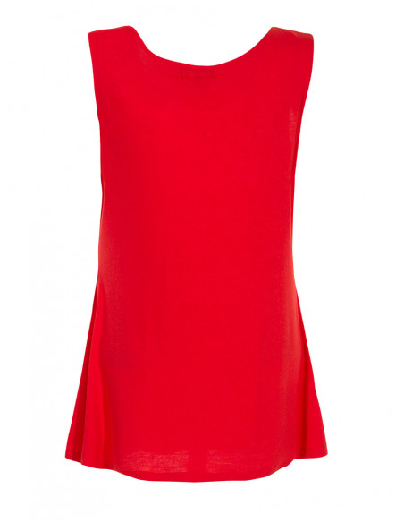 Red tank top with embroidered chest