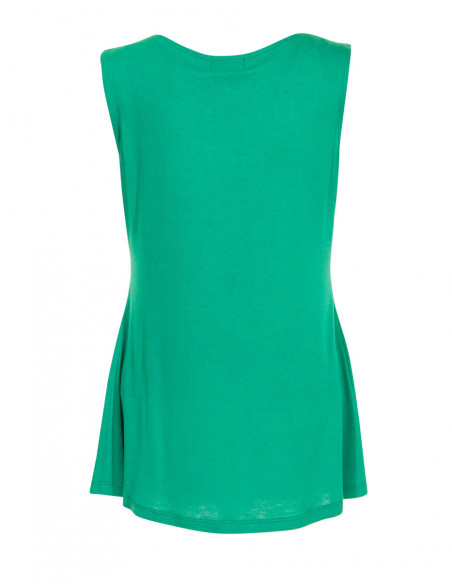 Green tank top with embroidered chest