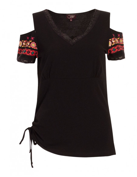 Women's cotton and lace t-shirt