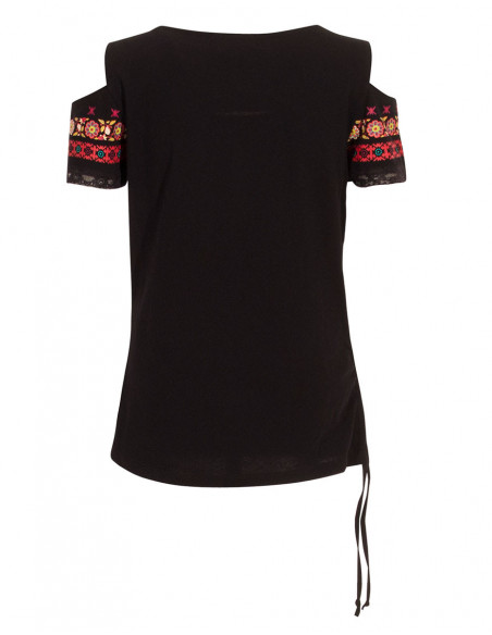 Women's cotton and lace t-shirt