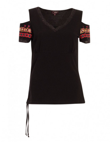 Tee shirt noir femme épaules dénudées élégant