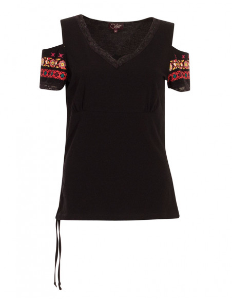 Tee shirt noir femme épaules dénudées élégant