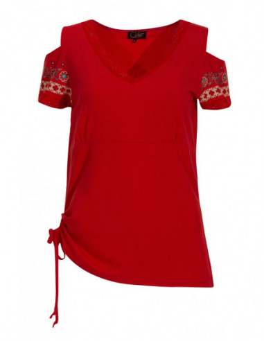 Tee shir femme col dentelle chic