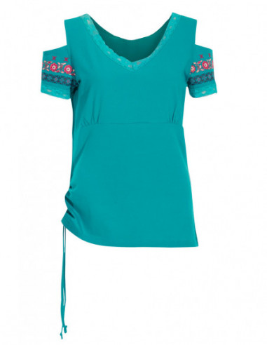 Tee shir femme col dentelle chic