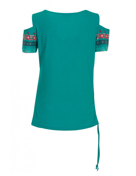 Women's cotton and lace t-shirt