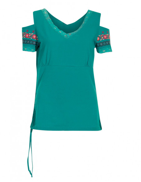 Women's cotton and lace t-shirt