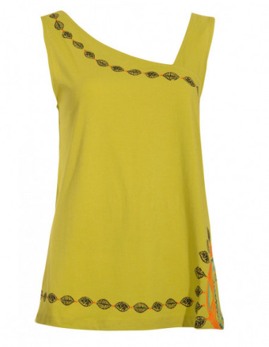 Original anise green asymmetric tank top