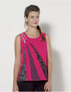 Débardeur femme coloré imprimé baba cool asymétrique