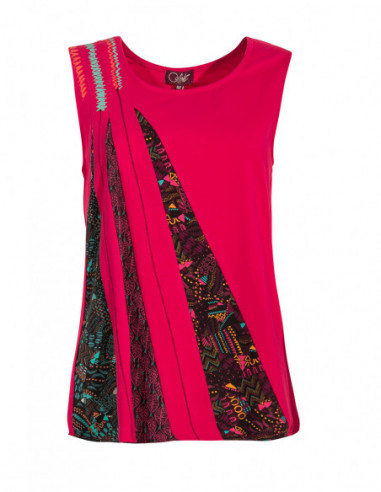 Fuchsia pink tank top with asymmetric print baba cool