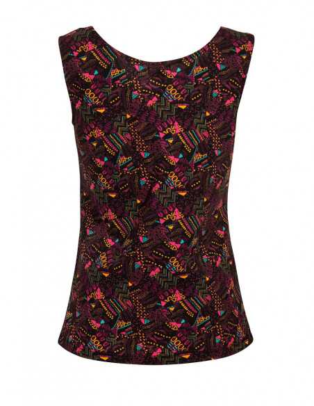 Tank top marcel lace on the chest colorful ethnic print fuchsia