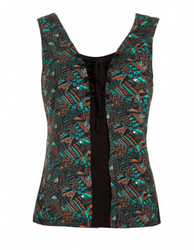 Original ethnic tank top with black and fuchsia lace