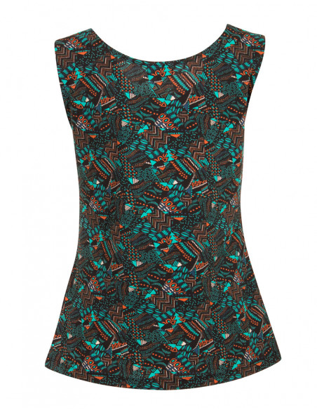 Tank top marcel lace on the chest colorful ethnic print blue