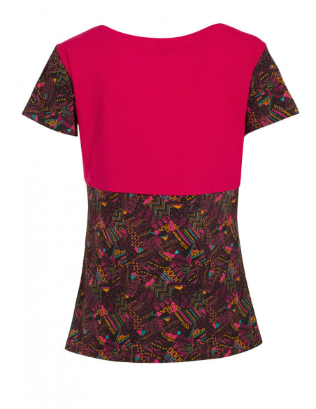 Tee shirt femme manches courtes imprimé et uni élégant