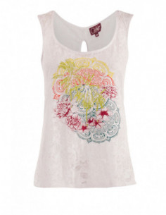 Transparent tank top with ethnic rosettes and nice cross back 2
