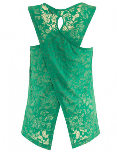 Openwork summer tank top with green cross-over back