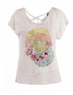 Tee shirt rouge ajouré dos croisé avec motif mandala 2