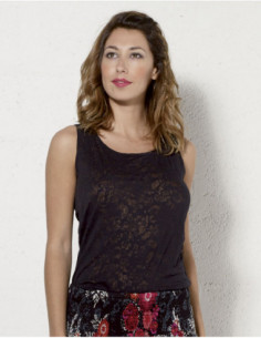 Lightweight summer chic sheer tank top with basic floral pattern