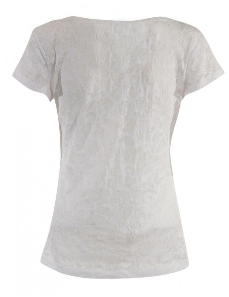 Tee-shirt chic et élégant manches courtes transparent blanc dos